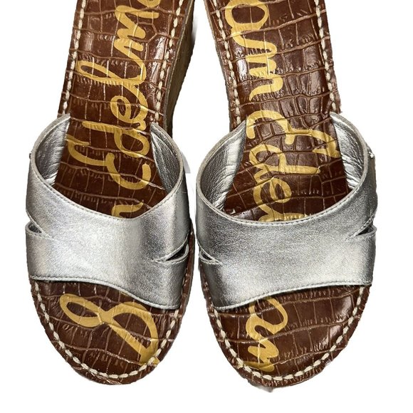 Sam Edelman Slip On Open Toe Sie 7.5M EUR 38 Silver Solid Wedges Women's - Picture 4 of 16